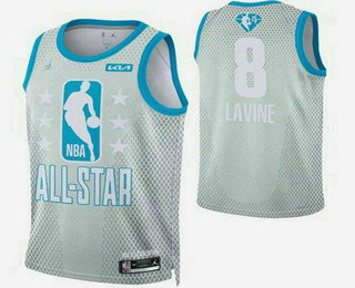 Men's Chicago Bulls #8 Zach LaVine Gray Diamond 75th 2022 All Star Heat Press Jersey