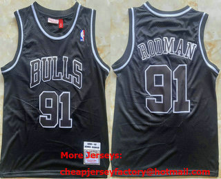 Men's Chicago Bulls #91 Dennis Rodman Black 1996-97 Throwback Swingman Jersey