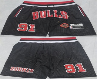 Men's Chicago Bulls #91 Dennis Rodman Black 2025 Shorts