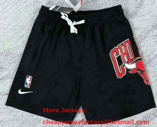 Men's Chicago Bulls Black Big LOGO Stitched Swingman Nike Shorts