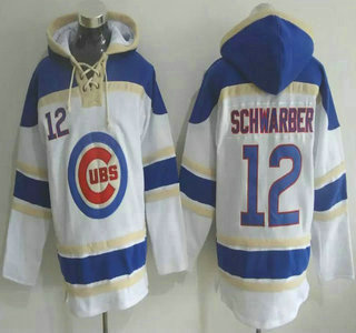 Men's Chicago Cubs #12 Kyle Schwarber White Home MLB Hoodie