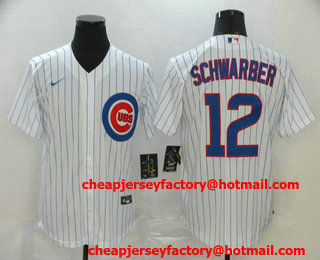 Men's Chicago Cubs #12 Kyle Schwarber White Stitched MLB Cool Base Nike Jersey