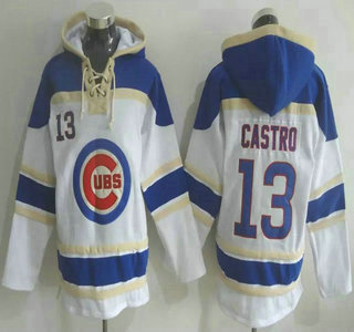 Men's Chicago Cubs #13 Starlin Castro White Home MLB Hoodie