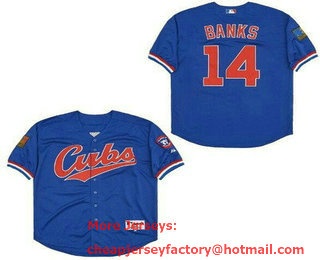 Men's Chicago Cubs #14 Ernie Banks Blue 1994 Turn Back The Clock Jersey