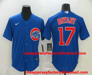 Men's Chicago Cubs #17 Kris Bryant Blue Stitched MLB Cool Base Nike Jersey