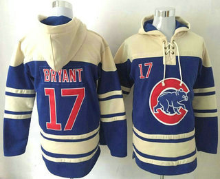 Men's Chicago Cubs #17 Kris Bryant Royal Blue Stitched MLB Baseball Hoodie