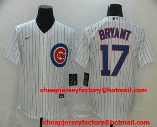Men's Chicago Cubs #17 Kris Bryant White Stitched MLB Cool Base Nike Jersey