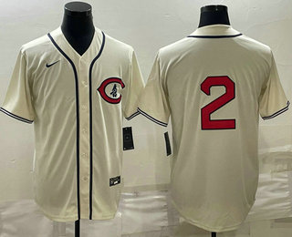 Men's Chicago Cubs #2 Nico Hoerner 2022 Cream Field of Dreams Cool Base Stitched Baseball Jersey