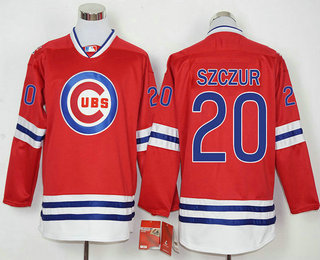 Men's Chicago Cubs #20 Matt Szczur Red Long Sleeve Baseball Jersey