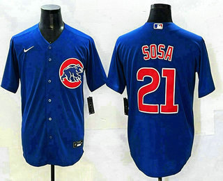 Men's Chicago Cubs #21 Sammy Sosa Royal Blue Cool Base Jersey