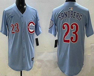 Men's Chicago Cubs #23 Ryne Sandberg Baby Blue Limited Jersey