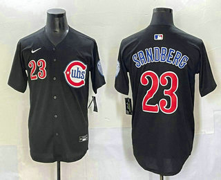 Men's Chicago Cubs #23 Ryne Sandberg Black Limited Stitched Jersey