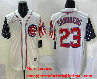 Men's Chicago Cubs #23 Ryne Sandberg White USA Limited Stitched Jersey