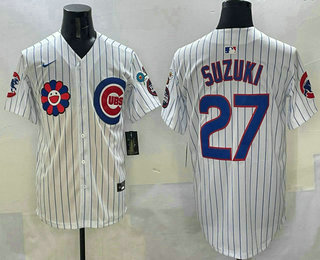 Men's Chicago Cubs #27 Seiya Suzuki White 2025 Tokyo Series Limited Stitched Jersey