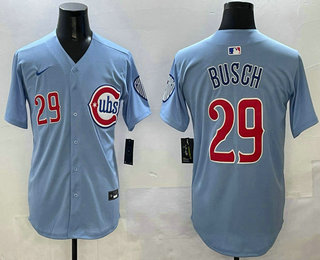 Men's Chicago Cubs #29 Michael Busch Baby Blue Limited Jersey