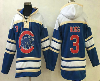 Men's Chicago Cubs #3 David Ross Royal Blue Stitched MLB Baseball Hoodie