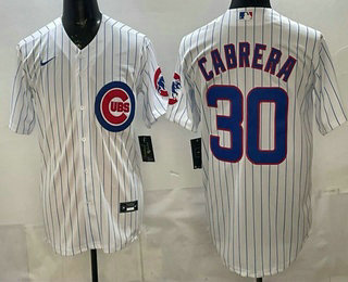 Men's Chicago Cubs #30 Edward Cabrera White Limited Cool Base Jersey