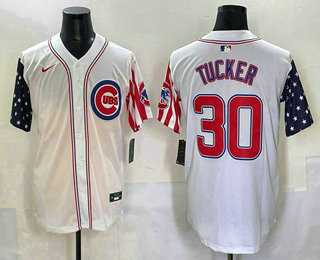 Men's Chicago Cubs #30 Kyle Tucker White USA Cool Base Stitched Baseball Jersey