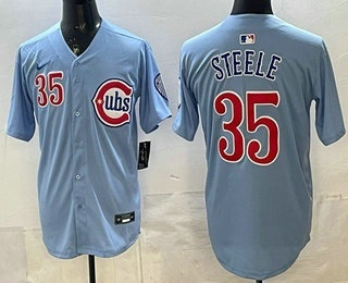 Men's Chicago Cubs #35 Justin Steele Baby Blue Limited Jersey