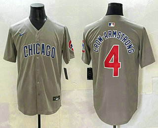 Men's Chicago Cubs #4 Pete Crow Armstrong Gray Limited Jersey