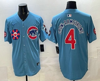 Men's Chicago Cubs #4 Pete Crow Armstrong Light Blue 2025 Tokyo Series Limited Jersey