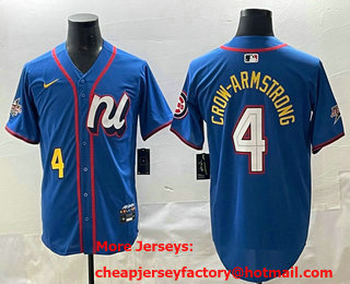 Men's Chicago Cubs #4 Pete Crow Armstrong Number Blue 2025 All Star Limited Stitched Jersey