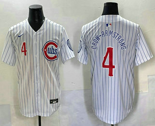 Men's Chicago Cubs #4 Pete Crow Armstrong White Fashion Limited Stitched Jersey