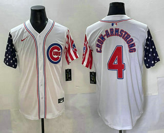 Men's Chicago Cubs #4 Pete Crow Armstrong White USA Cool Base Stitched Baseball Jersey