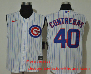 Men's Chicago Cubs #40 Willson Contreras White 2020 Cool and Refreshing Sleeveless Fan Stitched MLB Nike Jersey