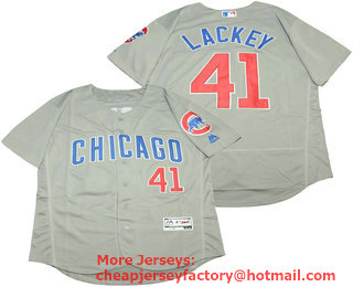 Men's Chicago Cubs #41 John Lackey Gray Road 2016 Flexbase Baseball Jersey