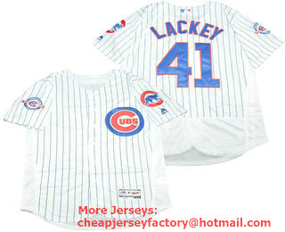 Men's Chicago Cubs #41 John Lackey White Home 2016 Flexbase Baseball Jersey
