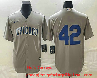 Men's Chicago Cubs #42 Bruce Sutter Gray Stitched Cool Base Nike Jersey
