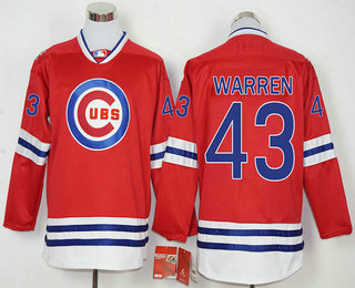 Men's Chicago Cubs #43 Adam Warren Red Long Sleeve Baseball Jersey
