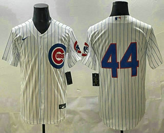 Men's Chicago Cubs #44 Anthony Rizzo White Without Name Stitched Jersey
