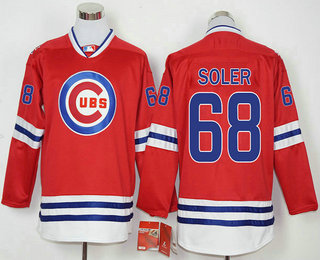 Men's Chicago Cubs #68 Jorge Soler Red Long Sleeve Baseball Jersey