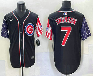 Men's Chicago Cubs #7 Dansby Swanson Black USA Cool Base Stitched Baseball Jersey