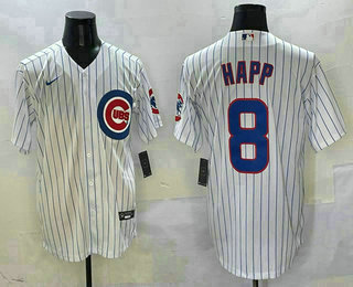 Men's Chicago Cubs #8 Ian Happ White Stitched Cool Base Nike Jersey