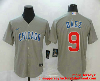 Men's Chicago Cubs #9 Javier Baez Gray Stitched MLB Cool Base Nike Jersey