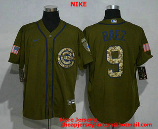 Men's Chicago Cubs #9 Javier Baez Green Salute To Service Stitched MLB Cool Base Nike Jersey