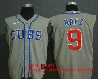 Men's Chicago Cubs #9 Javier Baez Grey 2020 Cool and Refreshing Sleeveless Fan Stitched MLB Nike Jersey