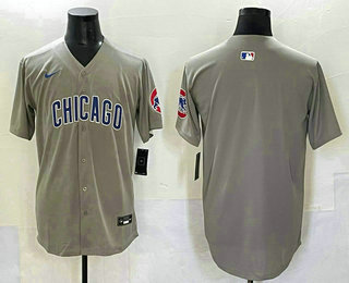 Men's Chicago Cubs Blank Grey Stitched Cool Base Nike Jersey