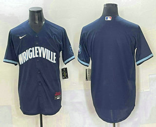 Men's Chicago Cubs Blank Navy City Connect Cool Base Jersey
