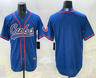 Men's Chicago Cubs Blank Royal Cool Base Stitched Baseball Jersey