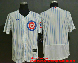 Men's Chicago Cubs Blank White Home Stitched MLB Flex Base Nike Jersey