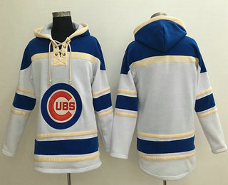 Men's Chicago Cubs Blank White Sawyer Hooded Sweatshirt MLB Hoodie