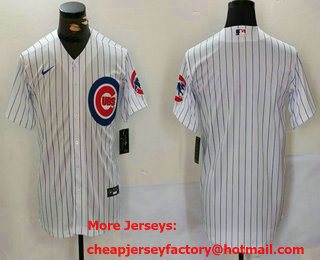 Men's Chicago Cubs Blank White With Patch Stitched Cool Base Nike Jersey