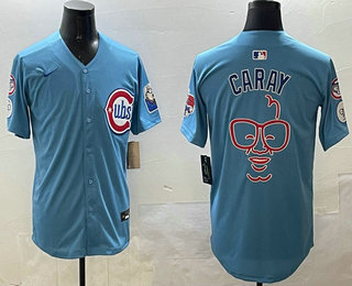 Men's Chicago Cubs Caray Baby Blue Fashion Limited Jersey