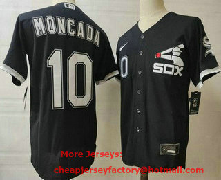 Men's Chicago White Sox #10 Yoan Moncada Black Stitched MLB Cool Base Nike Jersey