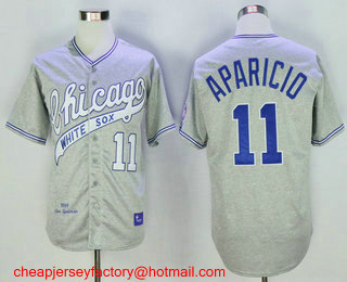 Men's Chicago White Sox #11 Luis Aparicio 1969 Gray Wool Throwback Jersey