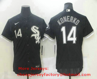 Men's Chicago White Sox #14 Paul Konerko Black Stitched MLB Flex Base Jersey